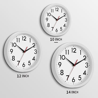 DAXSMY Wall Clock Modern Battery Operated 10 Inch Simpel Silent Non Ticking Analog Decorative for Kitchen Bathroom Bedroom Office Living Room School Classroom(White)