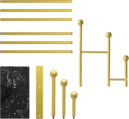 Standing Coat Rack with Marble Base Heavy Duty Clothes Hanger Rack Metal Coat Tree for Clothes Hats Scarfs Purses 19.69 x 11.02 x 68.9 Inches (Gold)