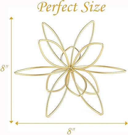 8" Gold Decorative Sphere, Metal Floral Tabletop Sculpture, Abstract Tabletop Decorative Ball for Home Metal Sphere Decor