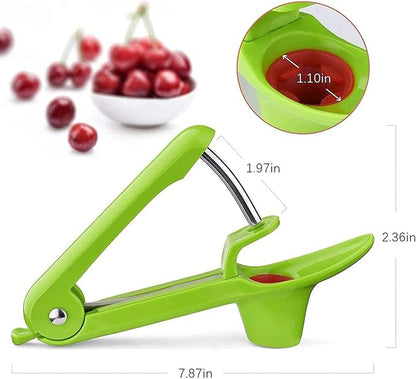 Cherry Pitter Tool, Larger Cross-Pitting Head, Cherry Core Remover with Safety Lock, Non-Slip Soft-touch Handle, Dishwasher Safe-green