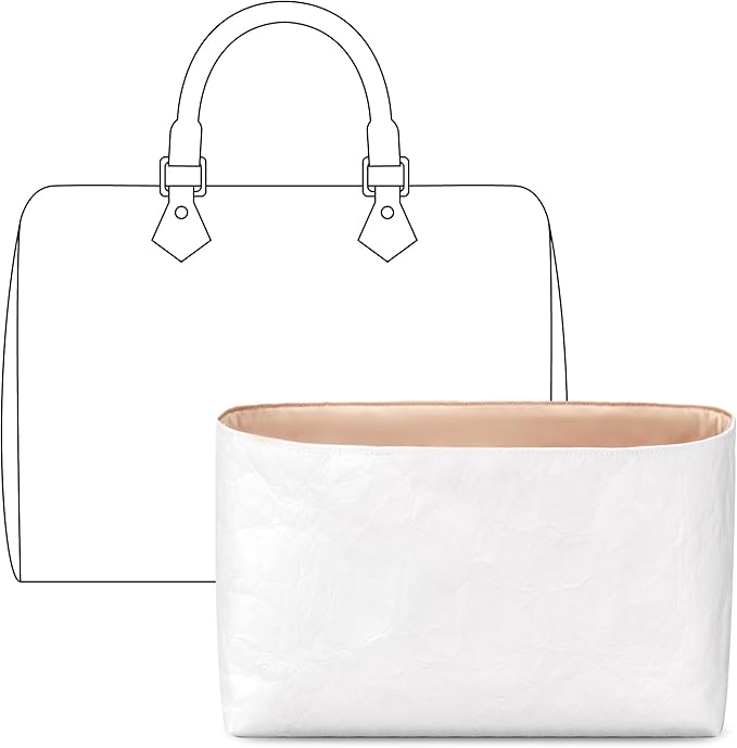 Handbag Organizer Insert for LV Speedy 25, Custom Fit Inside Premium Vanile Lightweight WaterResistant Purse Insert with Cup Holder Accessories