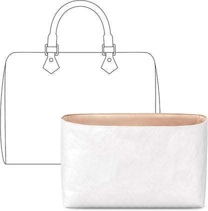 Handbag Organizer Insert for LV Speedy 25, Custom Fit Inside Premium Vanile Lightweight WaterResistant Purse Insert with Cup Holder Accessories