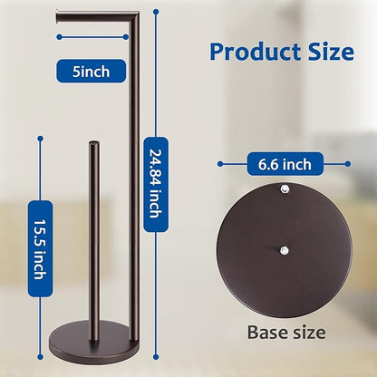 Toilet Paper Holder Stand, Bathroom Toilet Paper Roll Holder Stand with Reserve, Standing Toilet Paper Holder with Storage,Toilet Paper Roll Holder for 4 Rolls, Bronze