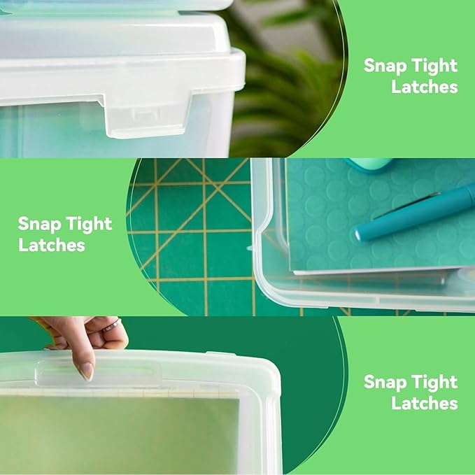 OMNISAFE Plastic Scrapbook Paper Storage Cases, Portable Board Game Storage Cases, Hobby Art Craft Box, Acid-Free Rounded Corner Containers (12"x12" Clear 6Pcs)
