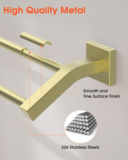 Alise Bath Double Towel Bars Towel Racks for Bathroom,Wall Mount Towel Holder Heavy Duty SUS304 Stainless Steel Towel Hanger Towel Rail,Gold,16 Inch