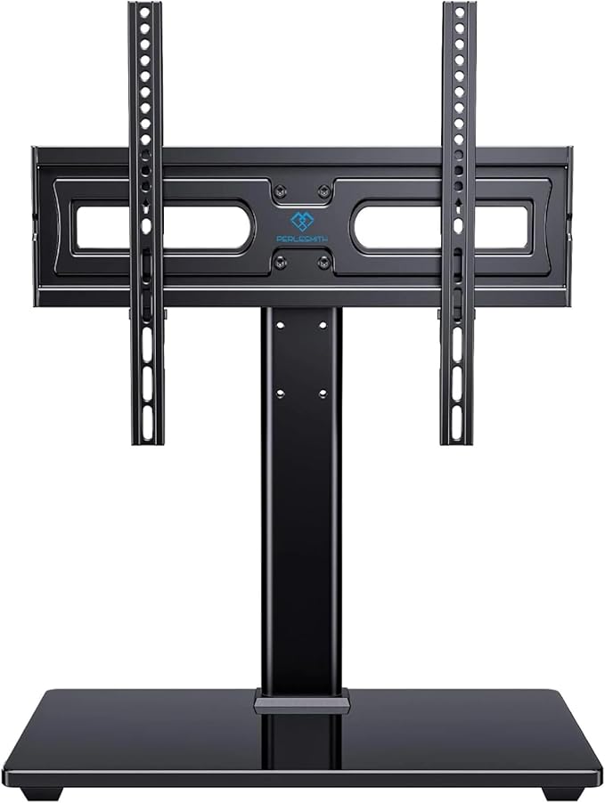 PERLESMITH Universal Swivel TV Stand Legs for 32-65 inch TVs up to 88lbs, Height Adjustable Table Top Stand Base, Television Mount Stands with Tempered Glass Base, Universal VESA 400x400mm, PSTVS17