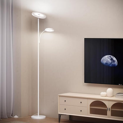 SUNMORY Floor Lamps for Living Room, 48W/4200LM Super Bright LED Floor Lamp with Remote Control, 69" Tall Standing Lamp with Stepless Dimmable, Modern Torchiere Reading Lamp for Bedroom, Office White