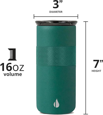 Elemental Artisan Insulated Tumbler, Triple Wall Coffee Travel Mug, Reusable Stainless Steel Coffee Tumbler with Ceramic Lid, Thermal Coffee Cups for Hot (6 Hrs) & Cold (18 Hrs), 16oz - Forest Green