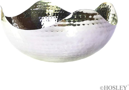 Hosley 10" Long Silver Finish Metal Bowl Modern Elegance for Serving and Decor Contemporary Accent for Stylish Homes Sophisticated