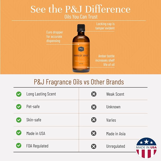 P&J Trading Fragrance Oil | Harvest Spice Oil 100ml - Candle Scents for Candle Making, Freshie Scents, Soap Making Supplies, Diffuser Oil Scents