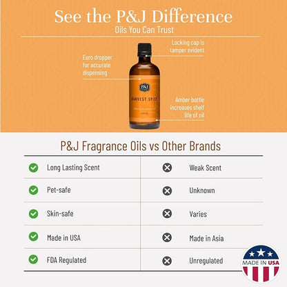 P&J Trading Fragrance Oil | Harvest Spice Oil 100ml - Candle Scents for Candle Making, Freshie Scents, Soap Making Supplies, Diffuser Oil Scents