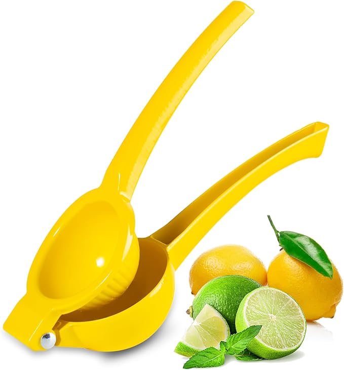 TEZZ Lemon Squeezer, Large Metal Manual Lime Citrus Juicer Hand Press | Ergonomic handle large bowl easy press for lemons and limes