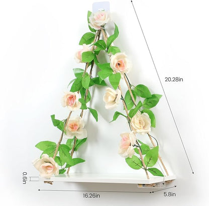 JOPSTDI Floating Shelves for Wall,Plant Wall Decor,Hanging Shelf,Cottage Core Decor,Room Decor Aesthetic,Trinket Shelf,Hanging Shelves,Floating Shelves for No Drilling,Two-Piece Set