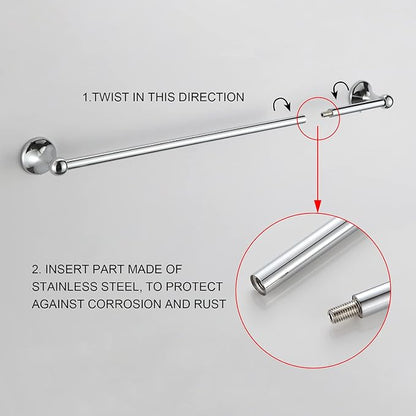 BGL Bathroom Hardware Set, Chrome Adjustable Expandable Towel Bar 4-Piece Bathroom Accessory Set Wall Mounted Robe Hook Toilet Paper Holder Towel Ring Towel Bar