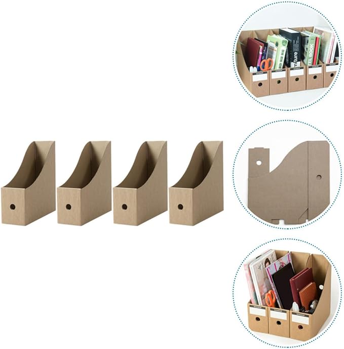 YUYUETIME 4pcs Lightweight Paper File Storage Boxes for Desk Organization Versatile Document and Magazine Holders Practical Desktop File Cases for Home Office School Use