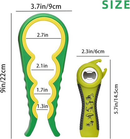 Jar Opener for Seniors with Arthritis,Jar Opener for Weak Hands,5-in-1 Bottle Opener,4-in-1 Can Opener