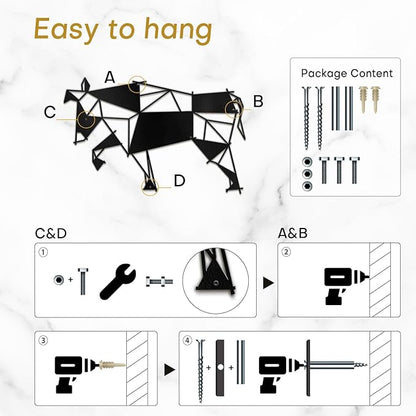 SIGNLEADER Metal Wall Art Decor Stubborn Donkey Modern Abstract Wall Sculpture Hangings Home Decoration for Living Room, Bedroom, Bathroom, Kitchen, Outdoor - 12" Black