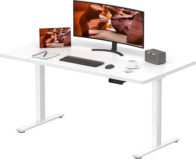 Dual Motor Standing Desk, Large Stand Up Desks, 63x28 Inches Electric Sit Stand Desks, 4 Memory Preset Adjustable Height Desk Home Office Desks(White)