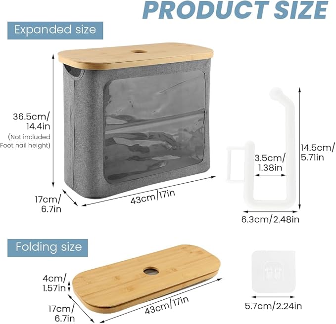 Toilet Paper Basket, Toilet Paper Storage with Lid for 12 Rolls, Collapsible Bathroom Toilets Papers Holder Organizer, Extra Toilets Roll Storage(Color:Grey)