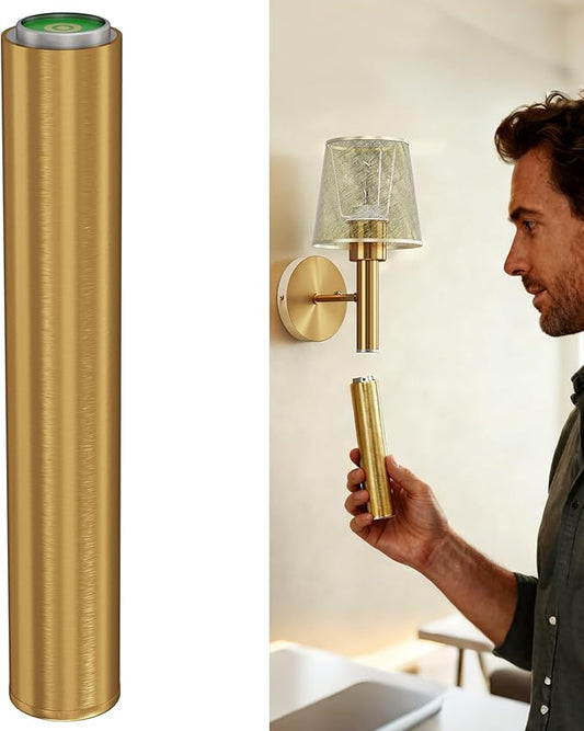 Magnetic & Detachable Wireless Wall Sconces (Gold) - 5200mAh Rechargeable Battery Bar for Staircase, Bedroom, Lounge