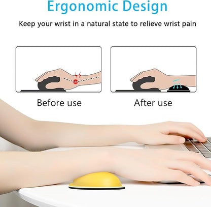 Dapesuom Mouse Wrist Rest, Ergonomic Memory Foam Mouse Wrist for Computer Desk Mats Support, PU Leather Hand Rest Pad Cushion for Gaming, Laptop, Men, Women, Pain Relief & Easy Typing, Apricot Yellow