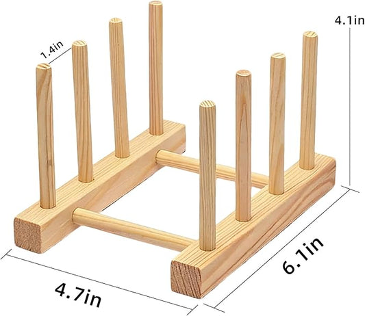2 Pack Bamboo Dish Rack for Kitchen Cabinet and Countertop, Plate Organizer for Cabinet, Bowls, Cups, Utensils, Pot Lids and Bottles, Cutting Board Holder Stand and Storage.