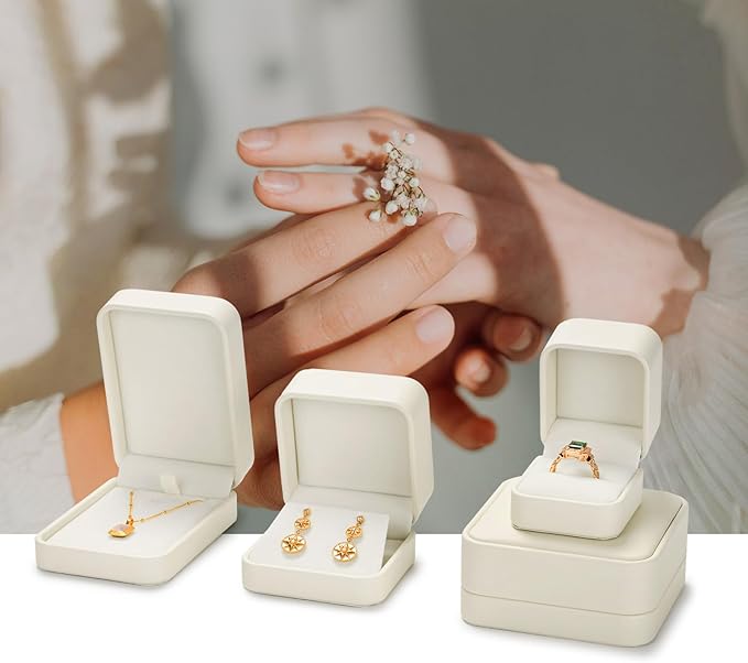 PU Leather Jewelry Ring Box for Proposal Engagement White PU Leather Jewelry Ring Gift Box