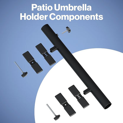 Patio Umbrella Holder – Easy Installation - Space Saving Umbrella Holder Design - Outdoor Umbrella Base and Mount - Attaches to Railing Maximizing Outdoor Patio Space and Shade, Black