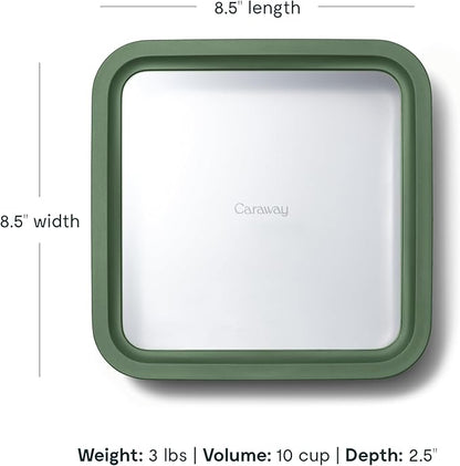Caraway 6pc Glass Food Storage Set – 10 Cup Food Containers (6) - Ceramic Coated - Non Toxic, Non Stick with Lids - Microwave Safe - Sage