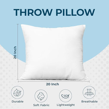 Utopia Bedding Throw Pillows (Set of 1, White) – 20 x 20 Inches Down Alternative Pillows for Bed, Sofa, and Couch - Fluffy Decorative Stuffer Pillow for Indoors & Outdoors (Pack of 2)