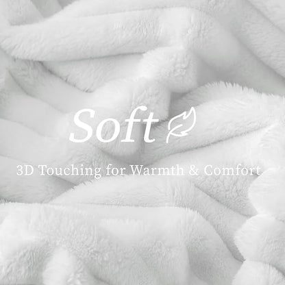 BEDELITE Twin Blanket for Couch & Bed, 300GSM Soft & Warm Fleece Blanket, Decorative and Giftable Striped White Blankets for Women, Men, 60"x80"