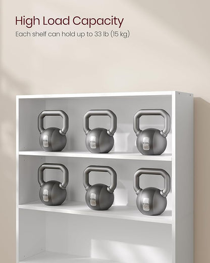 VASAGLE Set of 2 Bookshelves, 30 Inches Wide, 5-Tier Open Bookcases with Adjustable Storage Shelves, Floor Standing Units, Cloud White ULBC175T14-2
