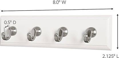Command Key Rails, Total 2 Key Racks with 12 Command Strips, 2 Pack of 1 Rail, 4 Key Hooks on One Rail, Organize Damage-Free