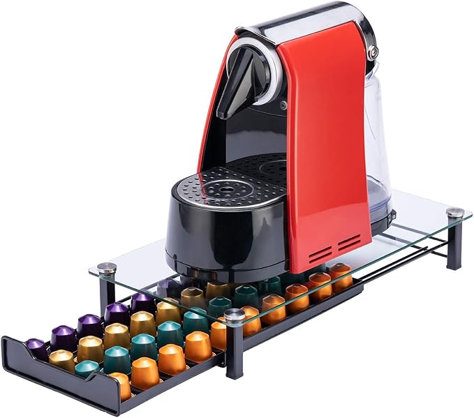 Coffee Pod Storage Holder Capsules Originaline Drawer Organizer, Crystal Tempered Glass (40 Pods Capacity)