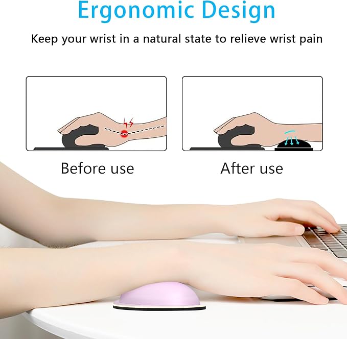 Dapesuom Mouse Wrist Rest, Ergonomic Memory Foam Mouse Wrist for Computer Desk Mats Support, PU Leather Hand Rest Pad Cushion for Gaming, Laptop, Men, Women, Pain Relief & Easy Typing, Queen Pink