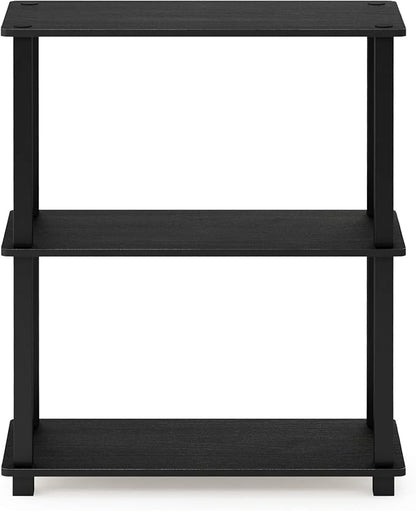Furinno TURN-S-TUBE Storage Shelves Set of 2, 3-Tier Book Shelf, Corner Shelf, Toolless Open Shelves, Square Tubes, for Organization and Storage, Living Room, Garage, Home Office, Americano