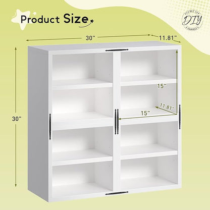4-Tier Stackable Cube Storage Organizer, DIY Bookcase with 4 Removable Open Shelves & Anti-Tip Design, Cube Book Shelf for Bedroom, Office, Dorm,30" W x 11.81" D x 30" H, White