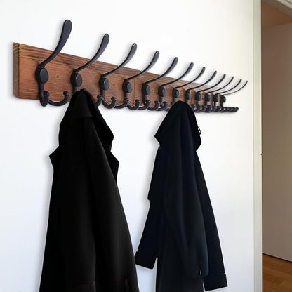 Wall Mount Coat Rack 47.3'' Burnt Brown Hanger - Rustic Towel Rack for Bathroom, Living Room - Hooks for Coats, Hats, Clothes