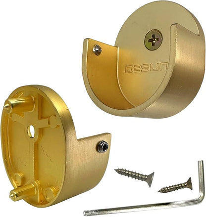 Closet Rod Support Flanges with Rear Pin |Heavy Duty Clothes Pole End Sockets for Wardrobes | Satin Brass | 4 Pair