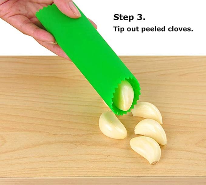 Sinnsally Garlic Peeler Skin Remover Roller,Easy Quick to Peeled Garlic Cloves with Silicone Tube Roller Garlic Peeling Kitchen Tool (Black,Clear)