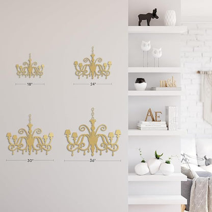 SIGNLEADER Metal Wall Decor Chandelier Scrollwork Candle Minimalist Modern Abstract Wall Sculpture Hangings Home Decoration for Living Room, Bedroom, Bathroom, Kitchen, Outdoor - 36" Gold