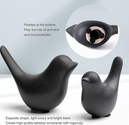 Notakia Small Birds Statues Home Decor Modern Style Decorative Ornaments for Living Room Decor, Bedroom, Office Desktop, Cabinets (Black 2Pcs Birds)