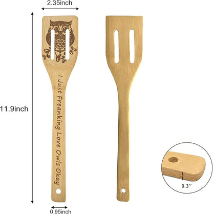 5PCS Owl Wooden Cooking Spoons,Owl Gifts,Owl Kitchen Gifts,Owl Gift,Cat Mom Gifts,Owl Decor,Owl Gifts for Owl Lovers,Owl Gifts for Women,Bamboo Cooking Spoons Housewarming Wedding Cooking