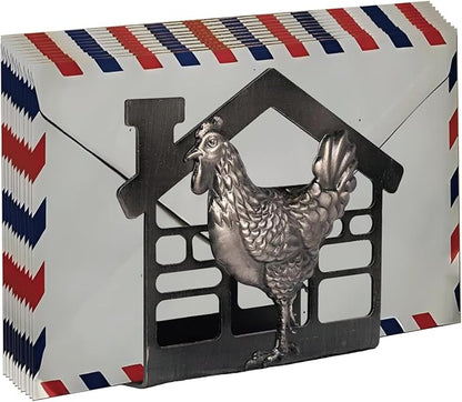 Metal Napkin Holder for Table, Antique Rooster Decorative Farm Style, Rustic Vertical Tissue Paper Napkins Holder for Paper Napkins (Rooster/Black)