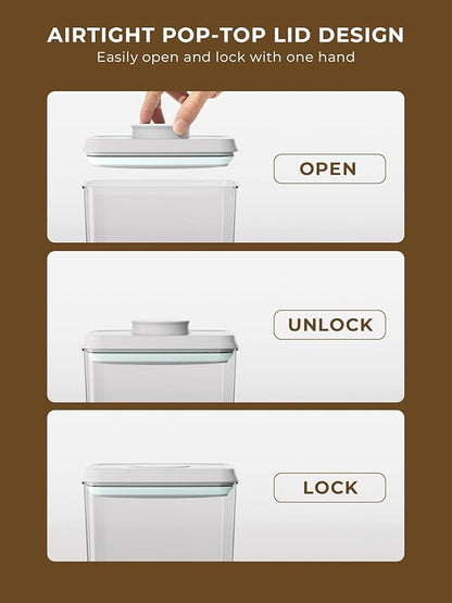 4 Pack Airtight Food Storage Containers with One-Hand Pop Lid, 4.23Qt Rice & Grain Organizer Set with Measuring Scoop, Stackable BPA-Free Kitchen Pantry Bins for Flour, Rice, Cereal, Pet Food
