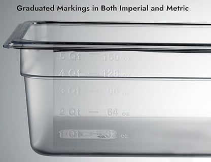 CURTA 6 Pack NSF Food Pans, Half Size 4 Inch Deep, Commercial Polycarbonate Plastic Clear Freezer-Safe