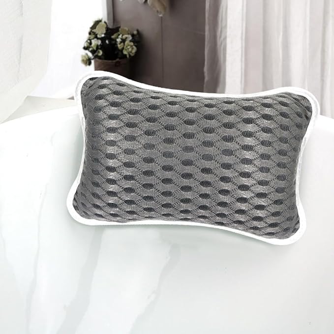 Luxury Bath Pillows for Tub, Slip Resistant Waterproof Bath Pillows for Tub Neck and Back Support with 2 Strong Suction Cups, Relaxing Spa Essentials (Dark Grey)