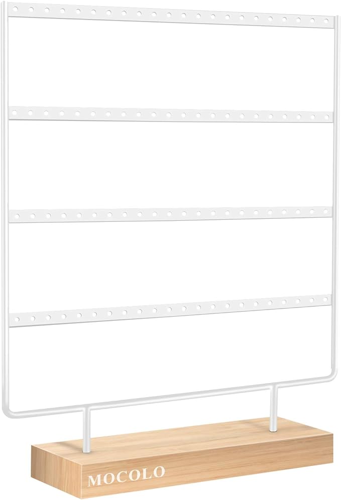 Mocolo Earring Holder Stand, Earring Organizer Display Holder Stand for Hanging Earrings(88 Holes & 4 Layers) (White)