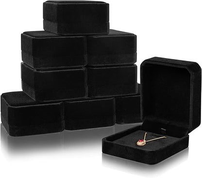 Lamoutor 8Pcs Velvet Necklace Pendant Gift Box Jewelry Gift Box (Black)