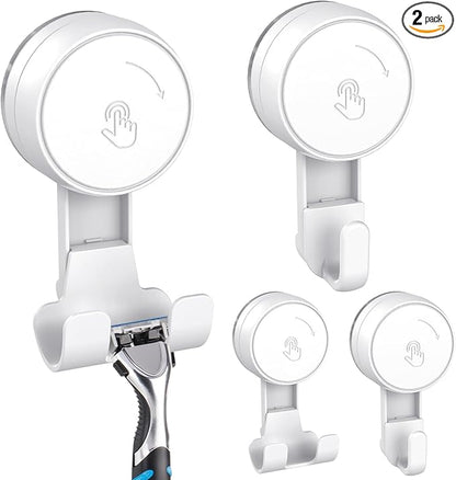 LUXEAR Suction Hooks Powerful Vacuum Suction Cup Hooks-2PACK Razor 2pack Single White